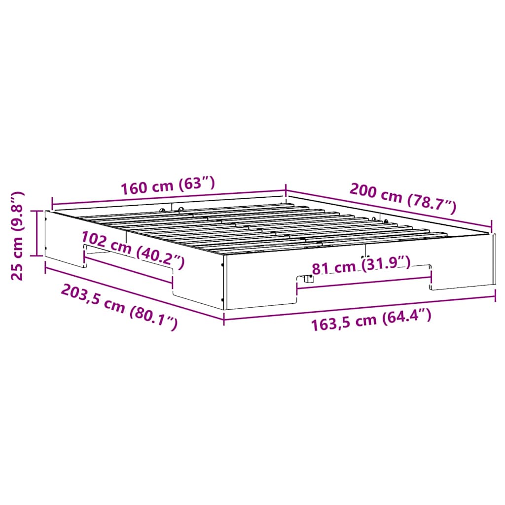 Bed Frame White 160 x 200 cm