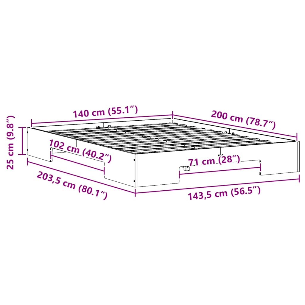 Bed Frame White 140 x 200 cm