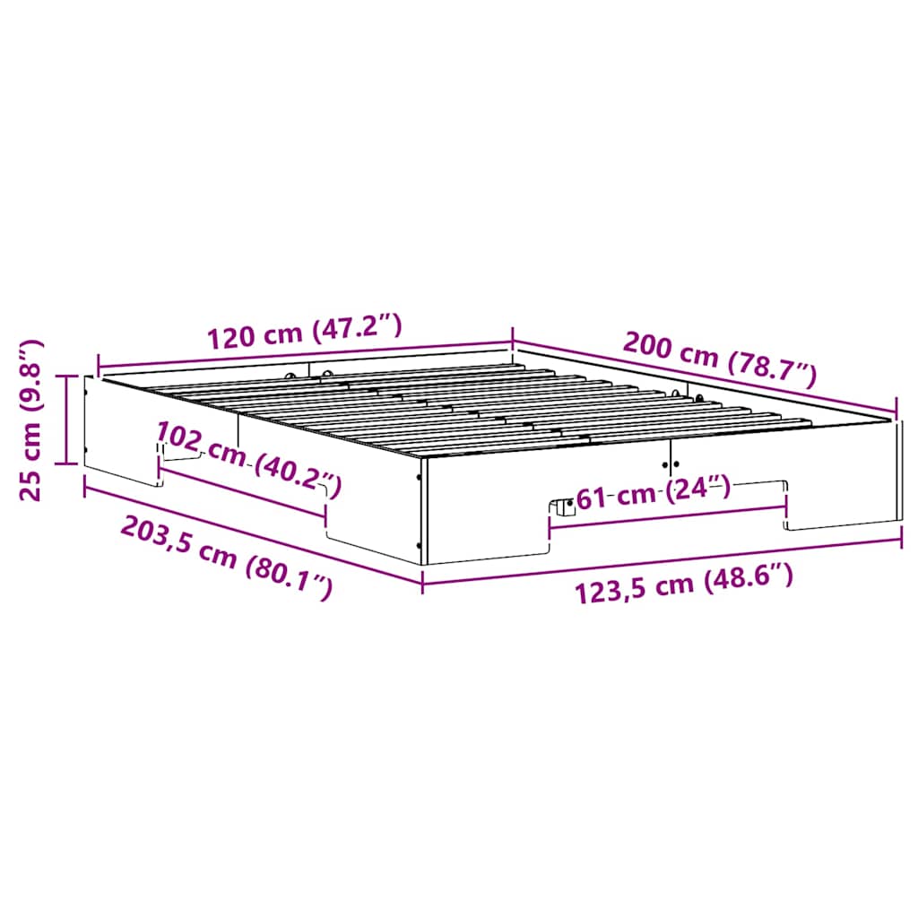 Bed Frame Brown 120 x 200 cm