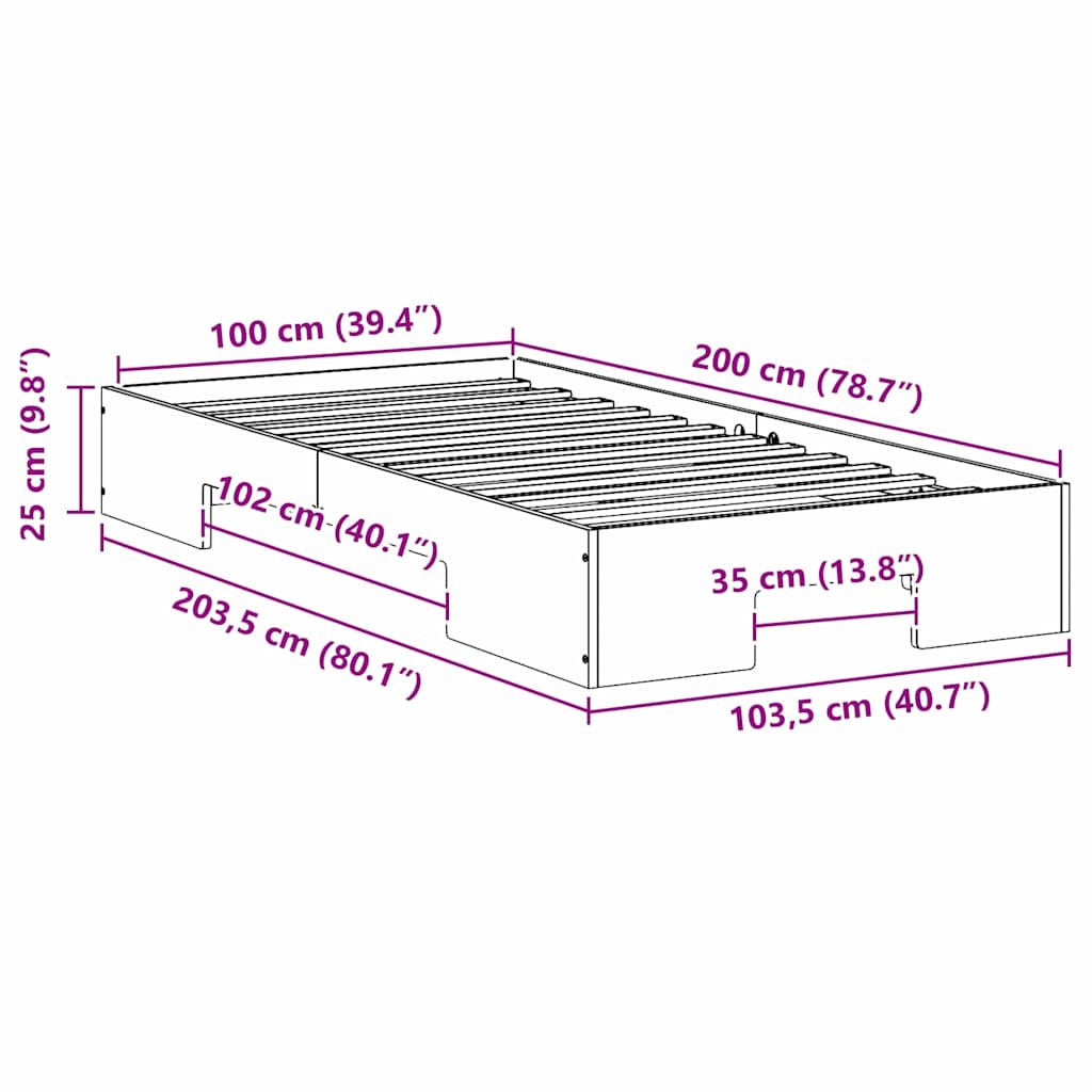 Bed Frame White 100 x 200 cm