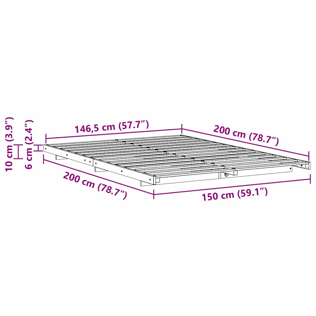 Bed Frame Brown 150 x 200 cm Solid Pine Wood