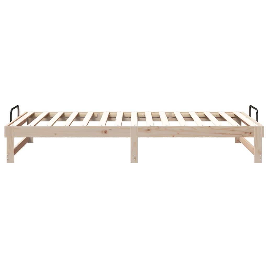 Bed Frame with Carry Handles Brown Solid pine wood