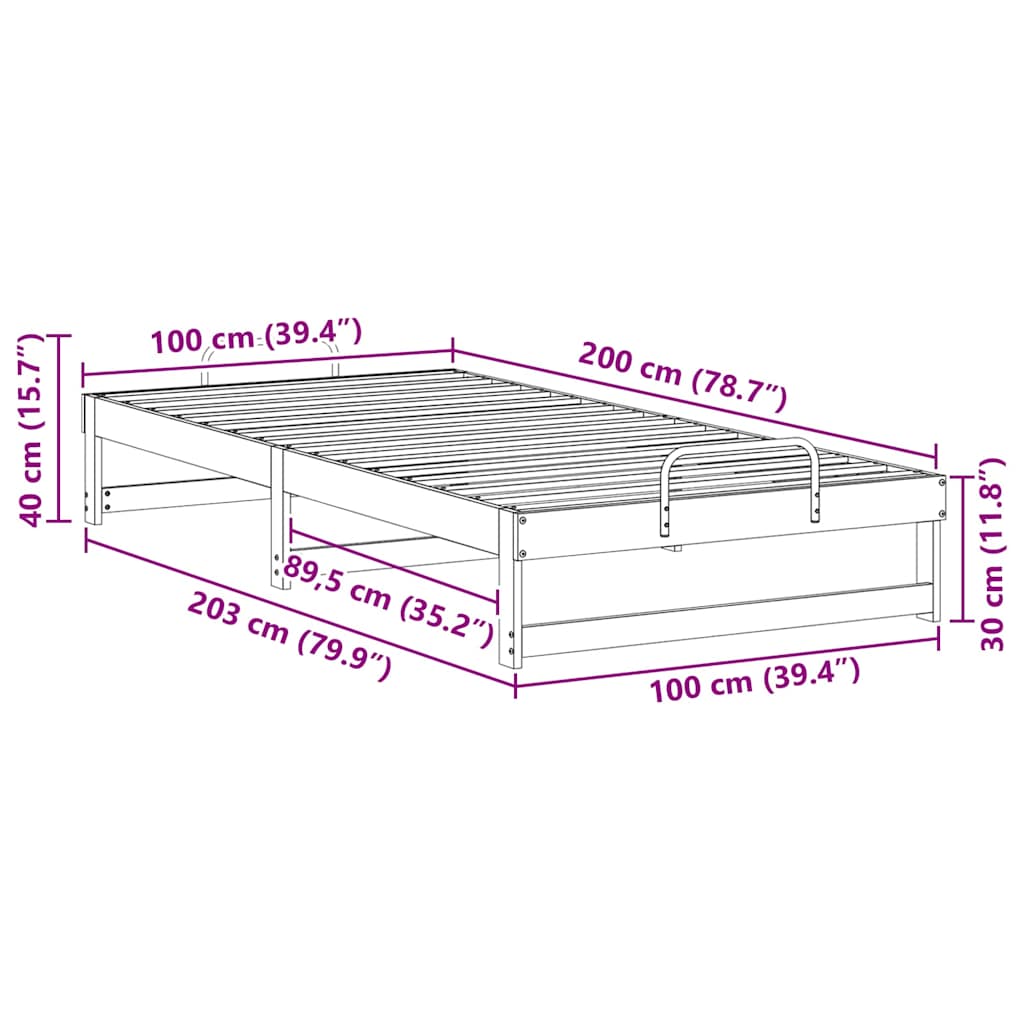 Bed Frame with Carry Handles Brown Solid pine wood