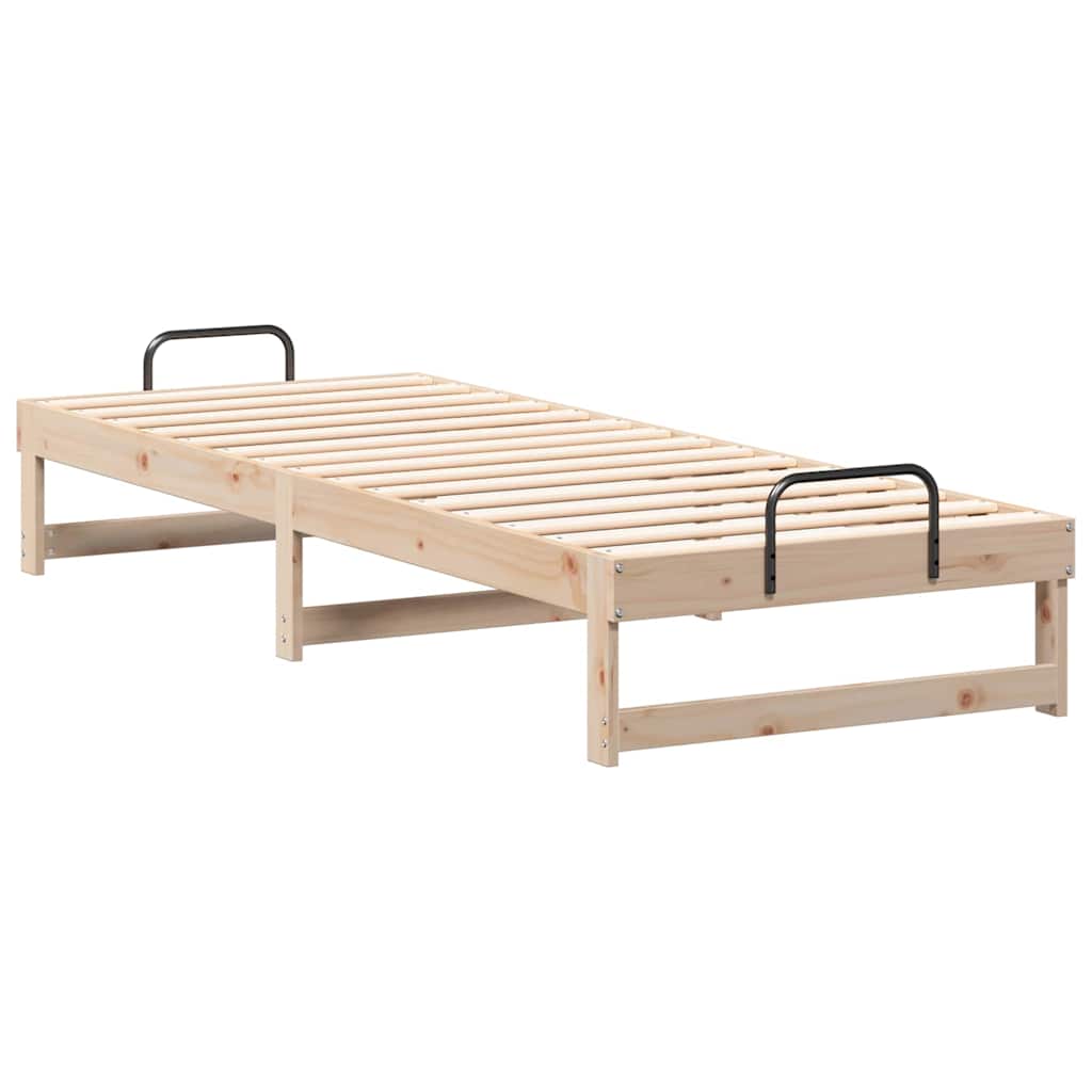 Bed Frame with Carry Handles Brown Solid pine wood