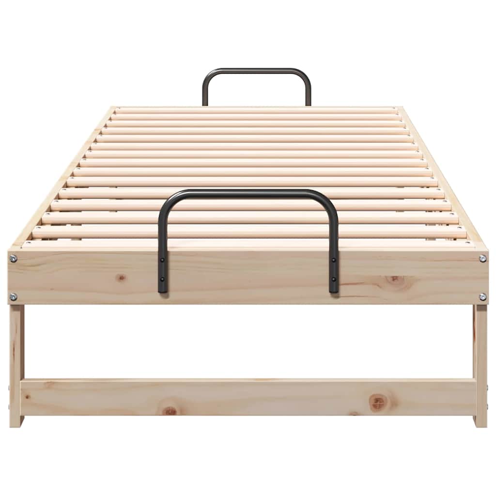 Bed Frame with Carry Handles Brown Solid pine wood
