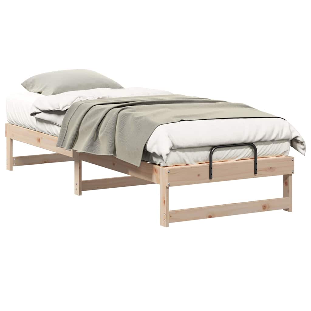 Bed Frame with Carry Handles Brown Solid pine wood
