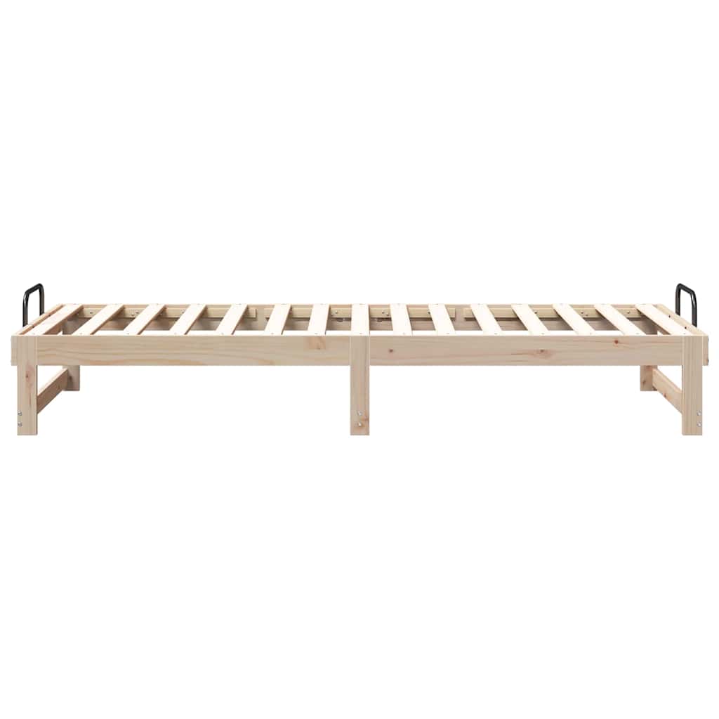 Bed Frame with Carry Handles Brown Solid pine wood
