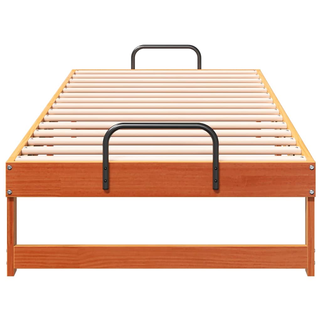 Bed Frame with Carry Handles Brown Solid pine wood