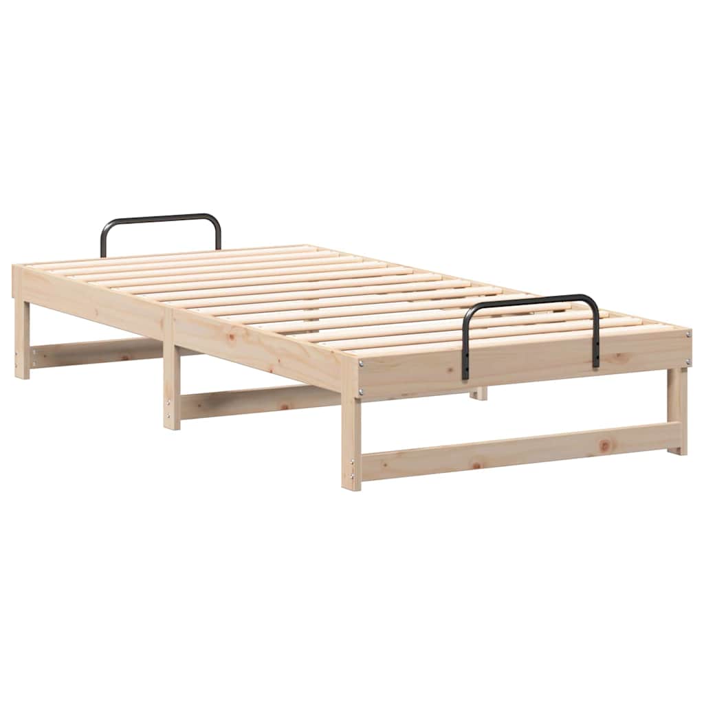 Bed Frame with Carry Handles Brown Solid pine wood