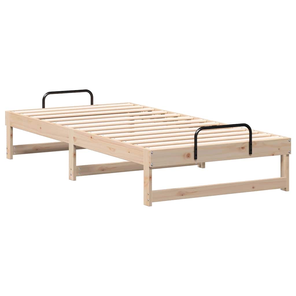 Bed Frame with Carry Handles Brown Solid pine wood