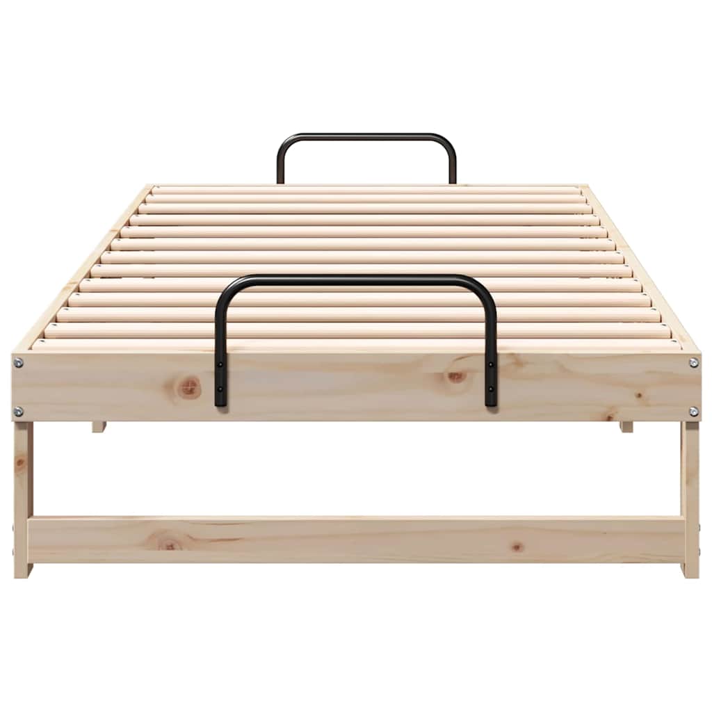 Bed Frame with Carry Handles Brown Solid pine wood