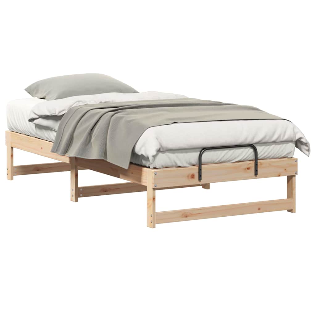 Bed Frame with Carry Handles Brown Solid pine wood
