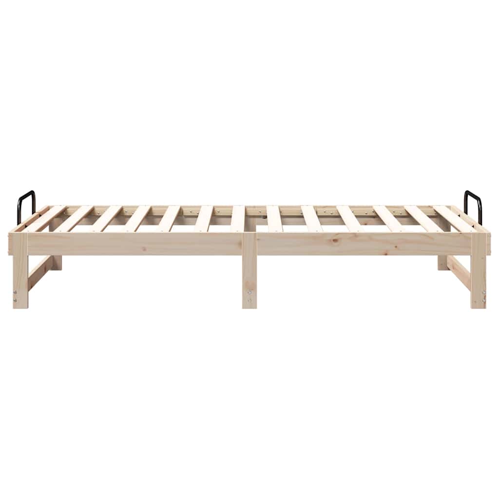 Bed Frame with Carry Handles Brown Solid pine wood