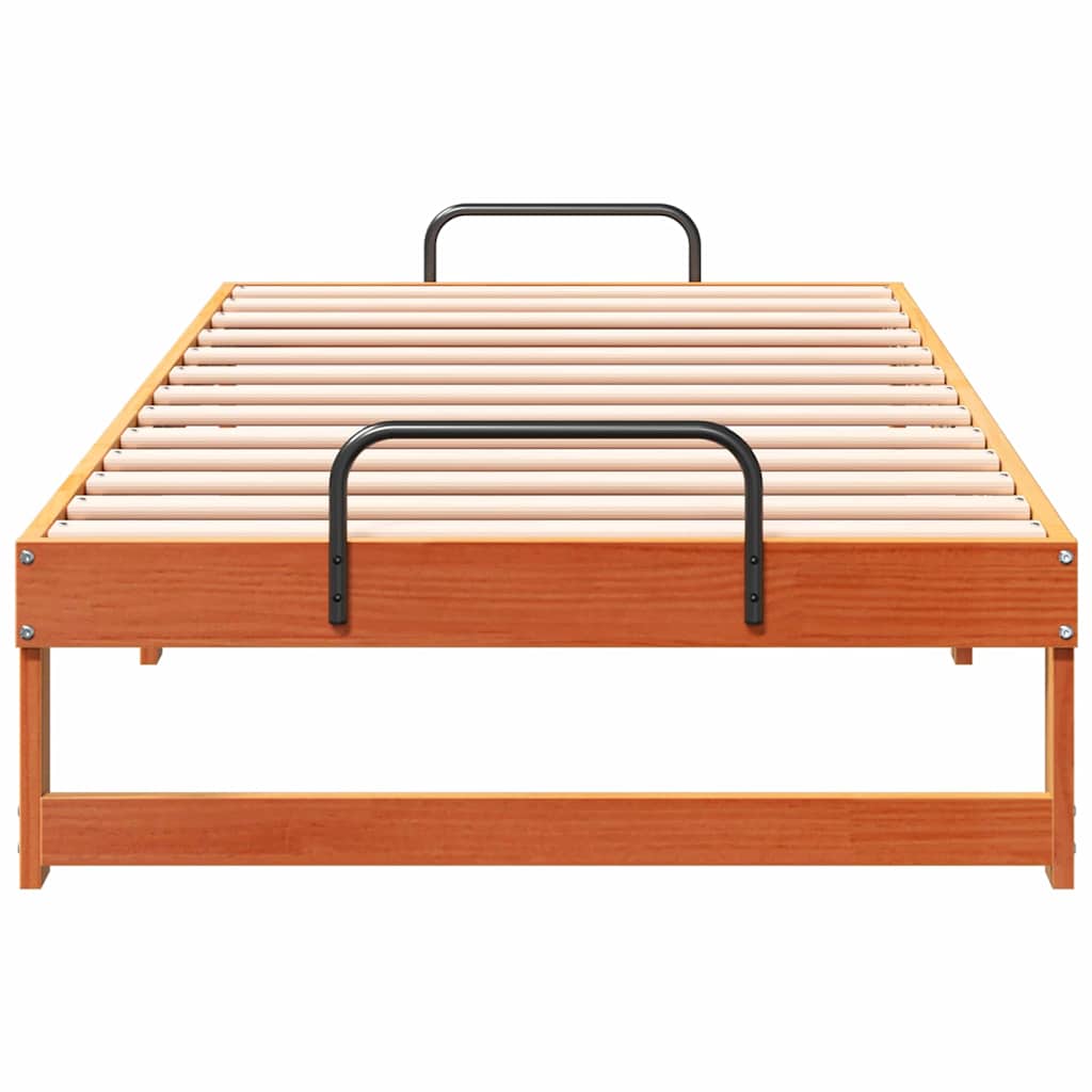 Bed Frame with Carry Handles Brown Solid pine wood