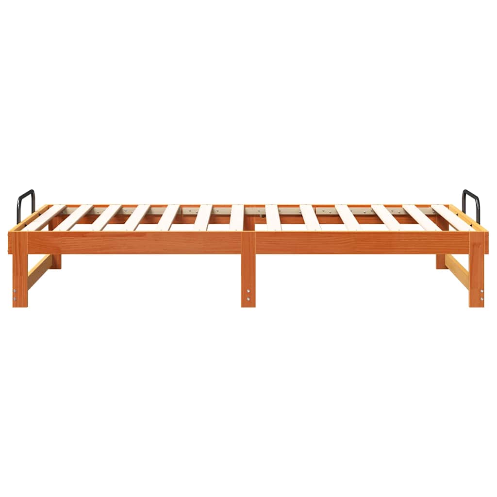 Bed Frame with Carry Handles Brown Solid pine wood
