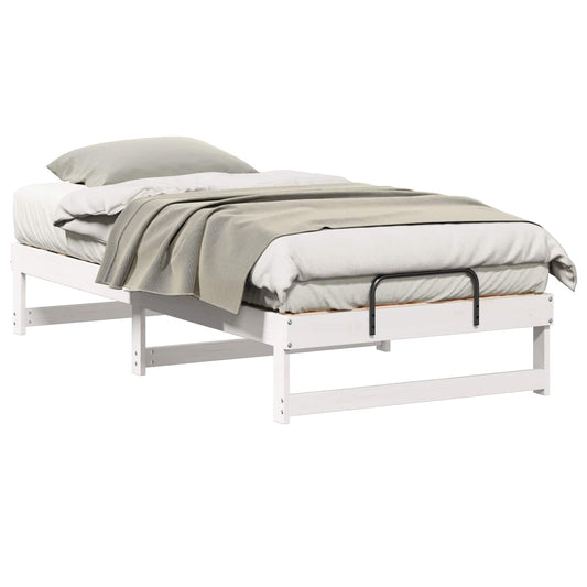 Bed Frame White 75 x 190 cm Solid Pine Wood