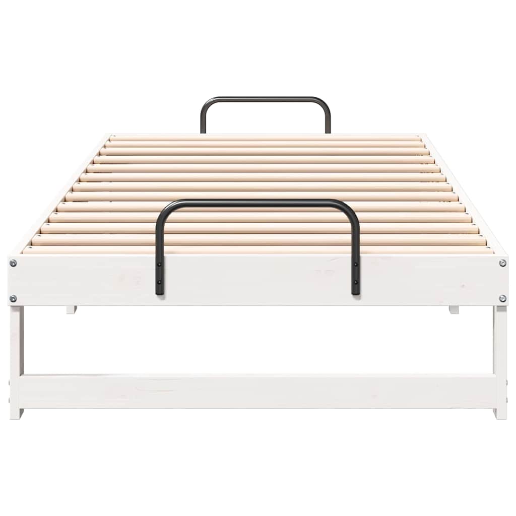 Bed Frame with Carry Handles White Solid pine wood