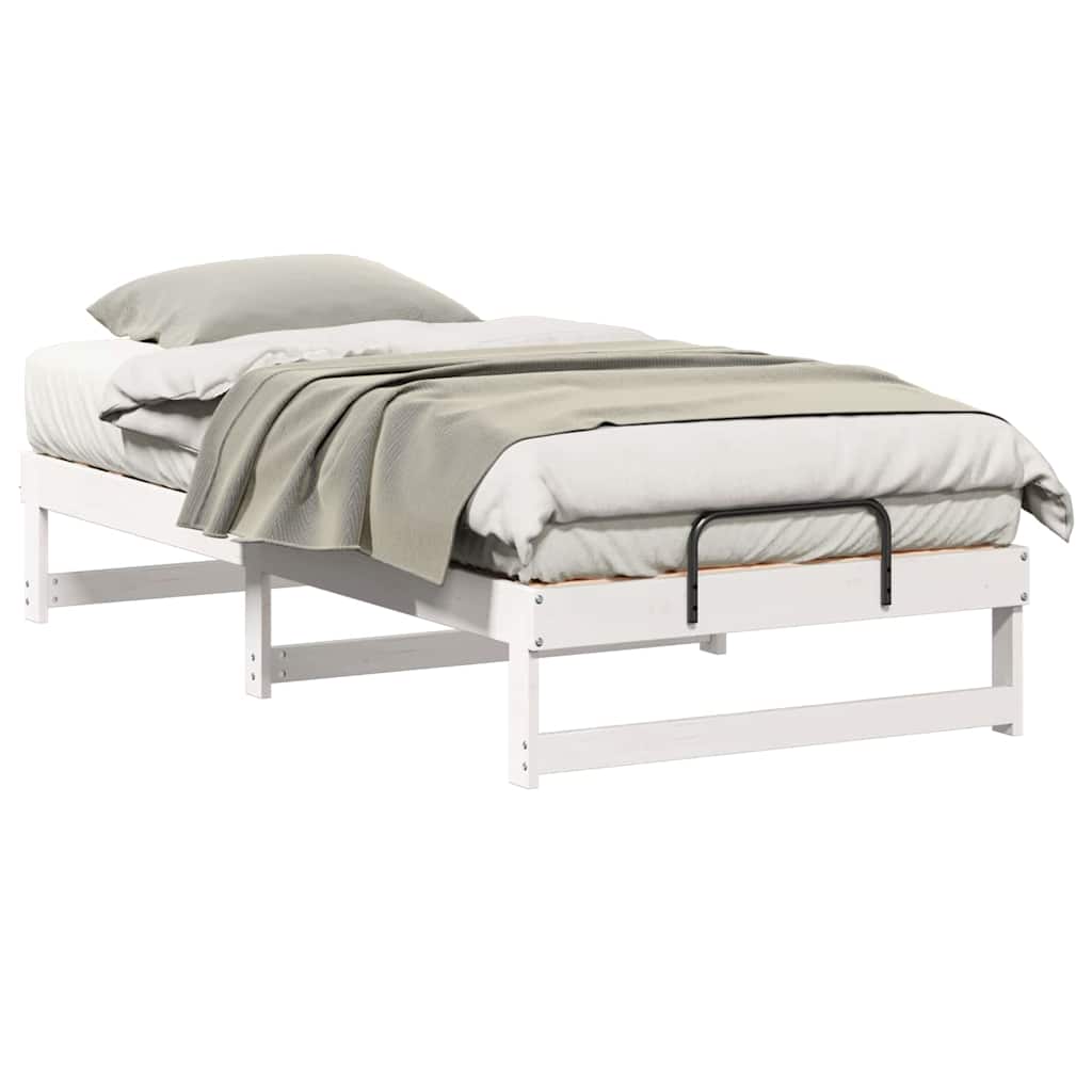 Bed Frame with Carry Handles White Solid pine wood