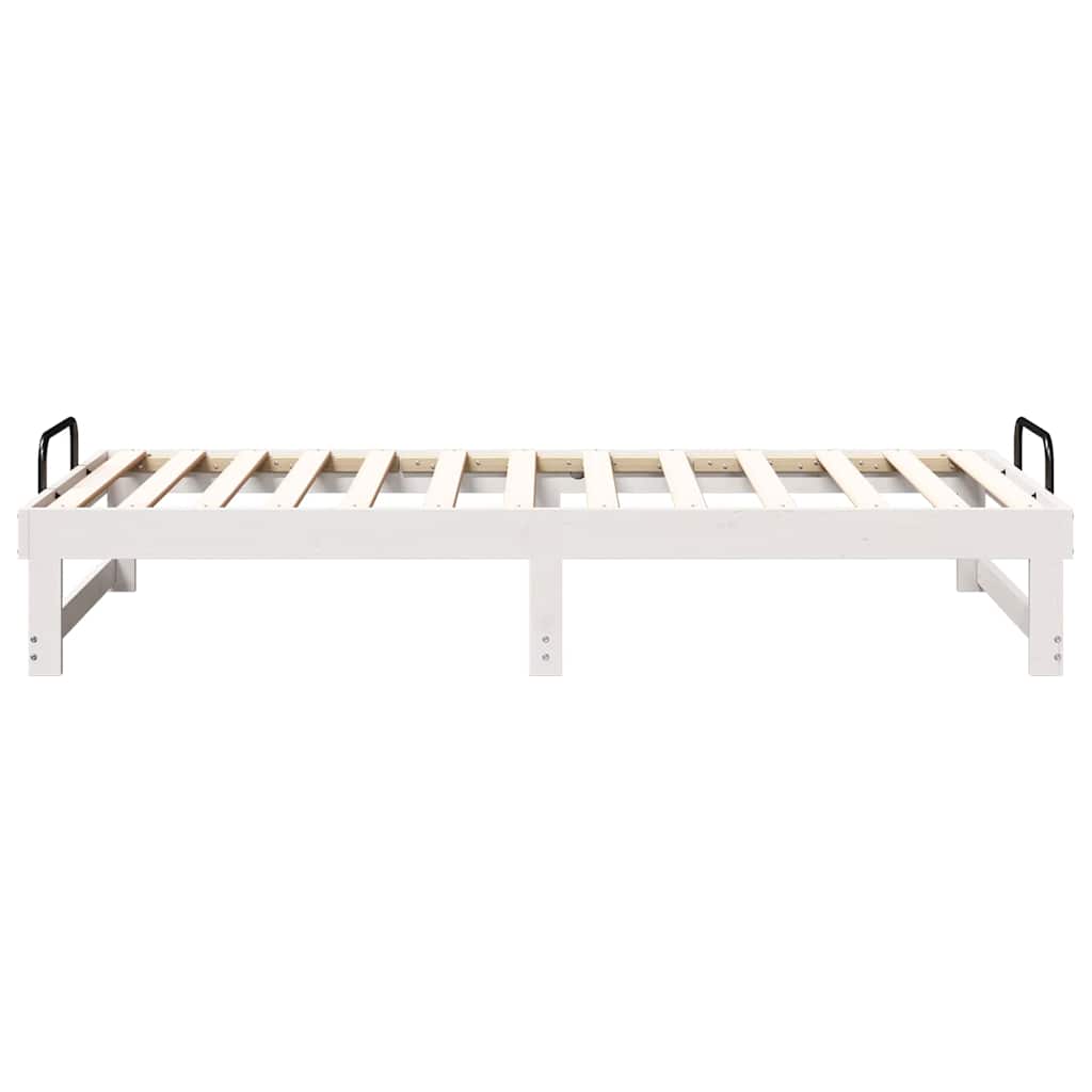 Bed Frame with Carry Handles White Solid pine wood