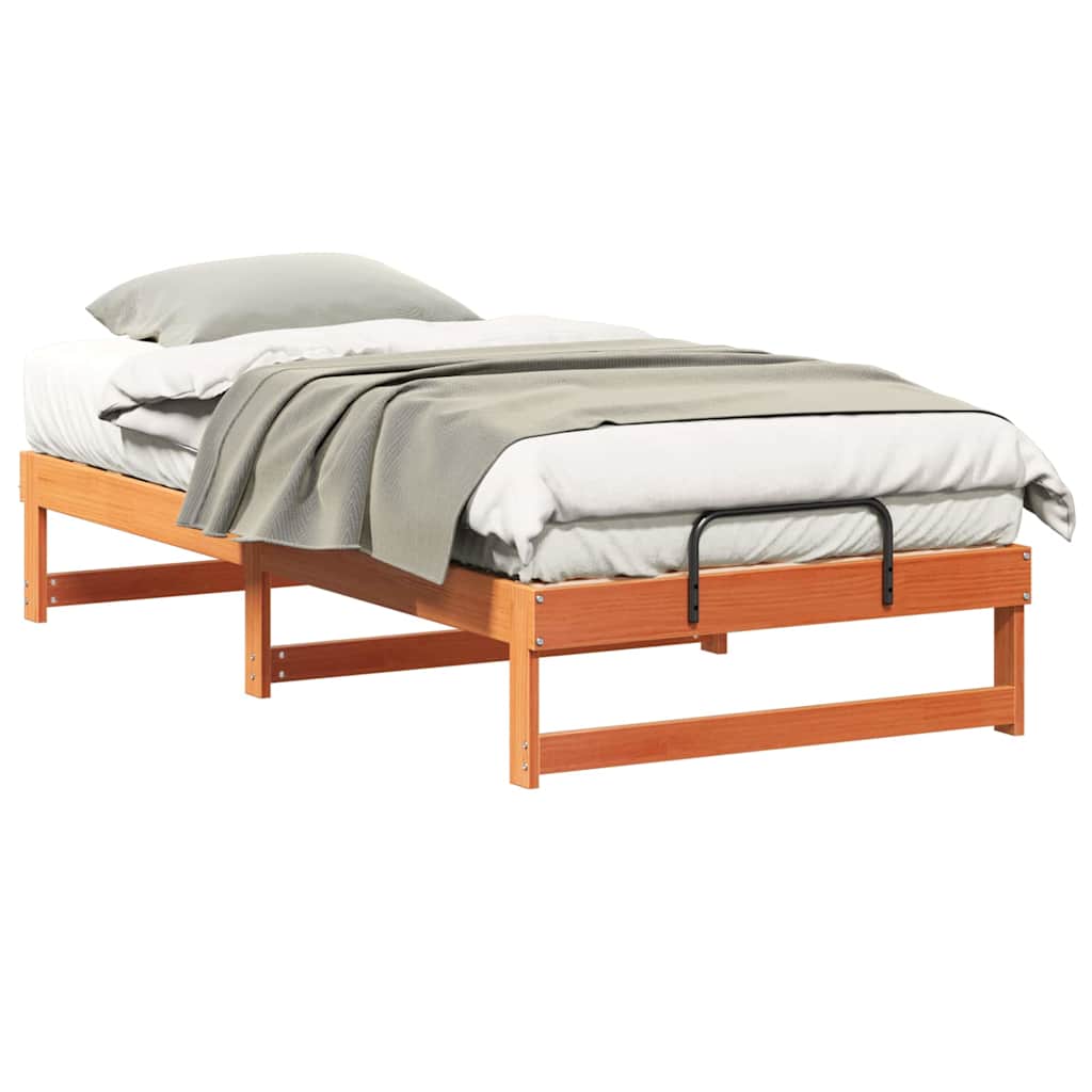 Bed Frame with Carry Handles Brown Solid pine wood