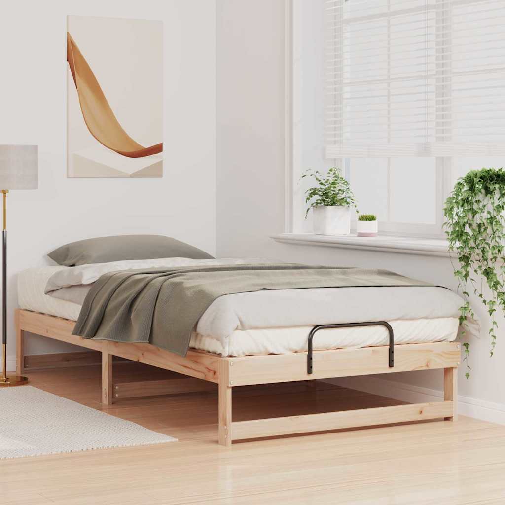Bed Frame with Carry Handles Brown Solid pine wood