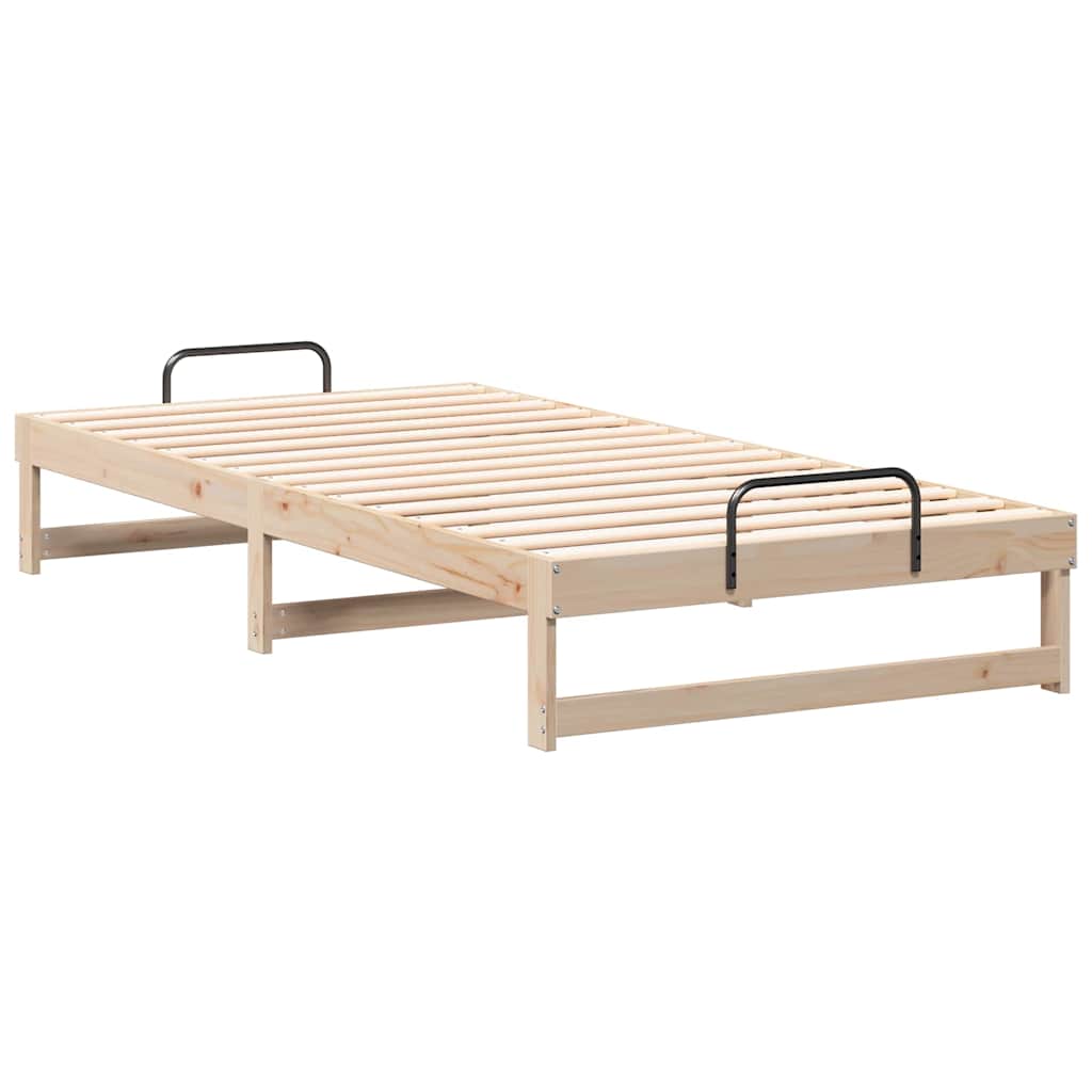 Bed Frame with Carry Handles Brown Solid pine wood