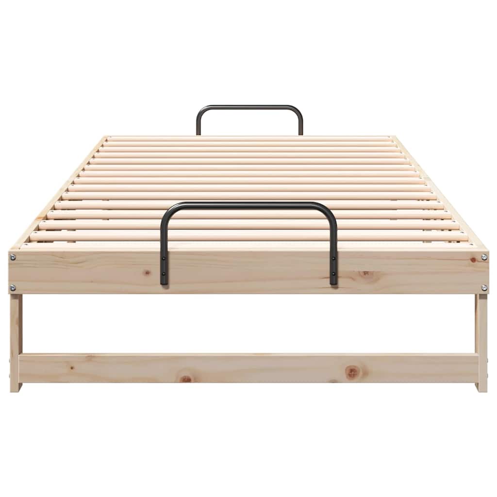 Bed Frame with Carry Handles Brown Solid pine wood