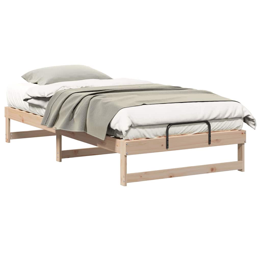 Bed Frame with Carry Handles Brown Solid pine wood
