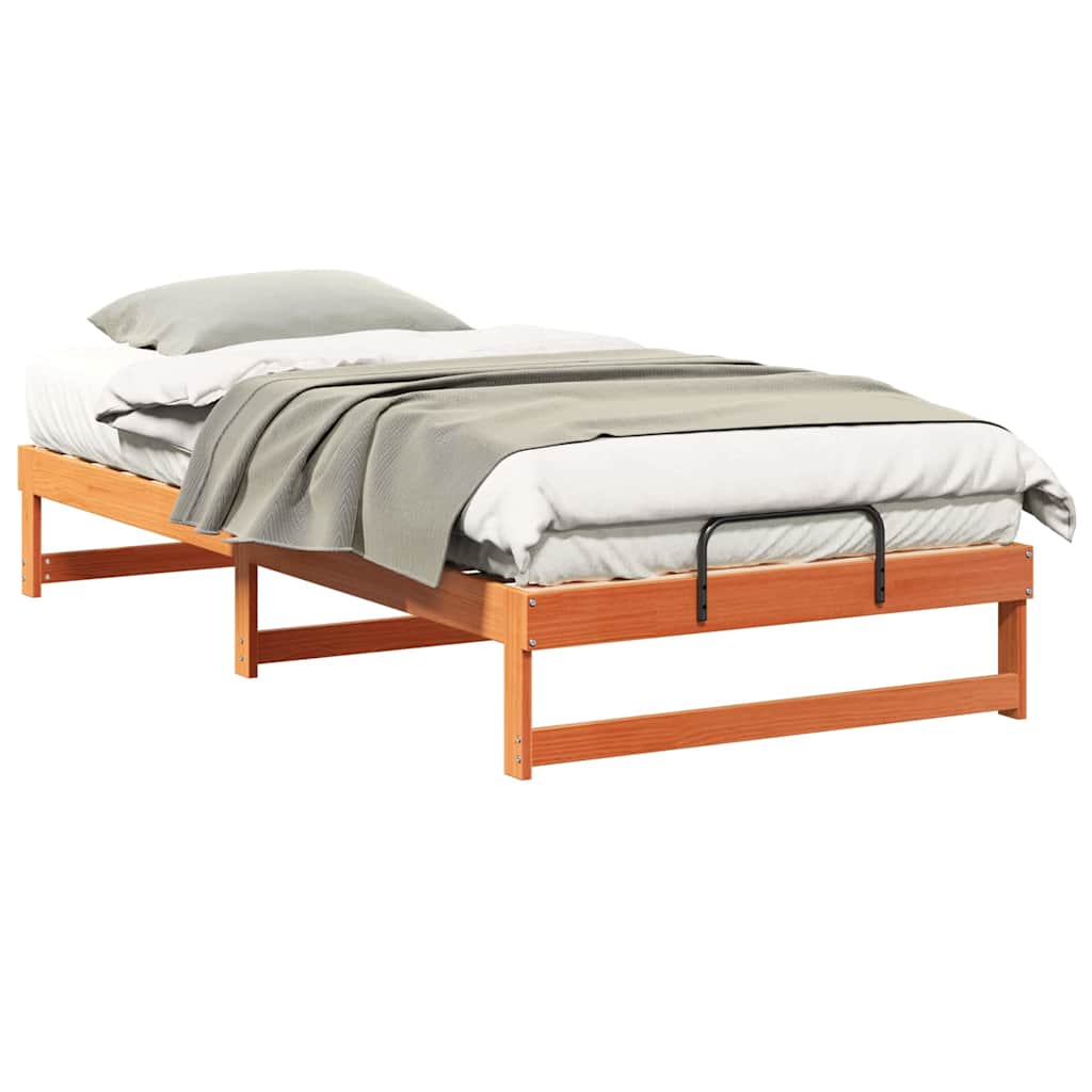 Bed Frame with Carry Handles Brown Solid pine wood