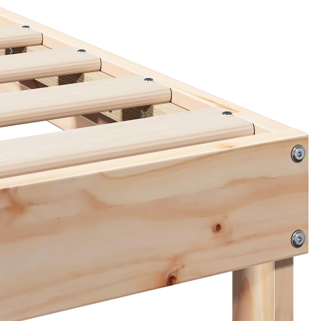 Bed Frame with Carry Handles Brown Solid pine wood