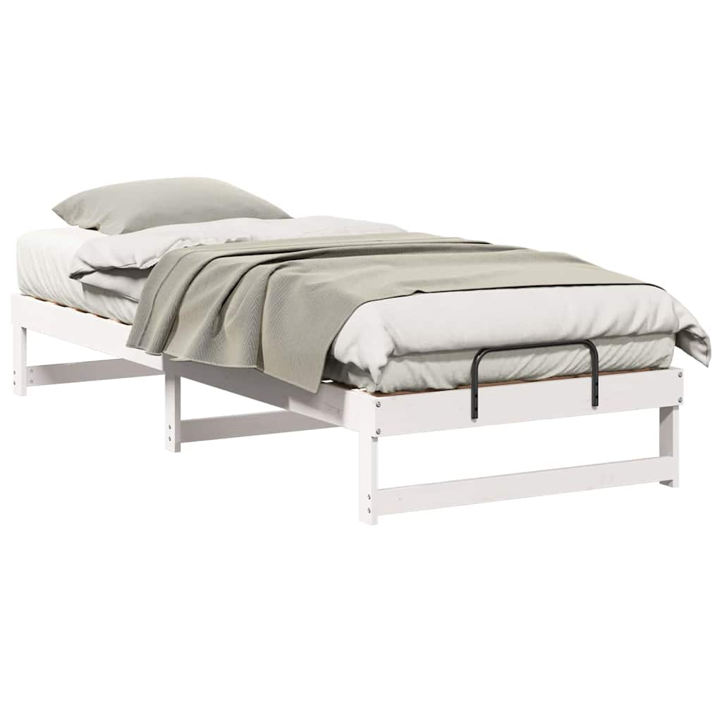 Bed Frame with Carry Handles White Solid pine wood