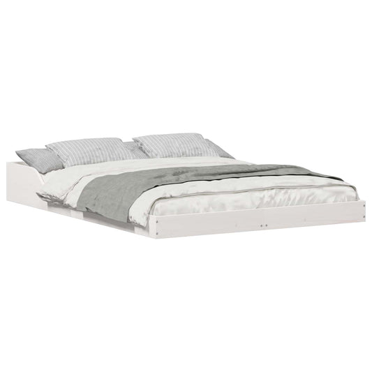 Bed Frame White 140 x 190 cm Solid Pine Wood