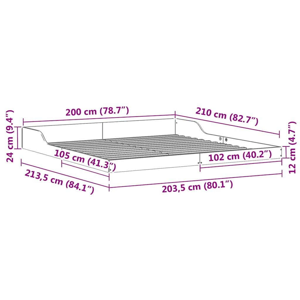 Bed Frame Brown 200 x 210 cm Solid Pine Wood