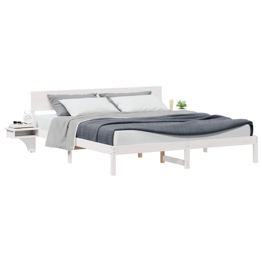 Bed Frame with Headboard White 180 x 200 cm Solid Pine Wood