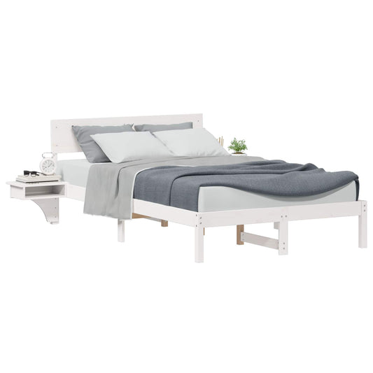 Bed Frame with Headboard White 140 x 200 cm Solid Pine Wood