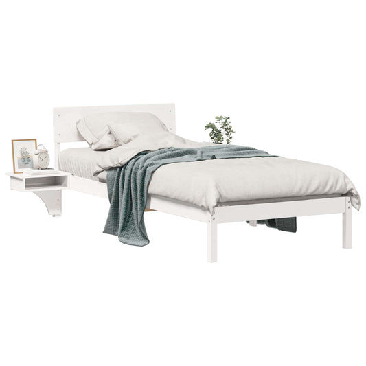 Bed Frame with Headboard White 90 x 190 cm Solid Pine Wood