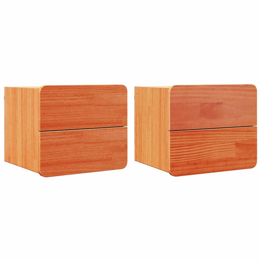 Bedside Table 2 pcs Brown 39 x 34 x 33 cm Solid pinewood