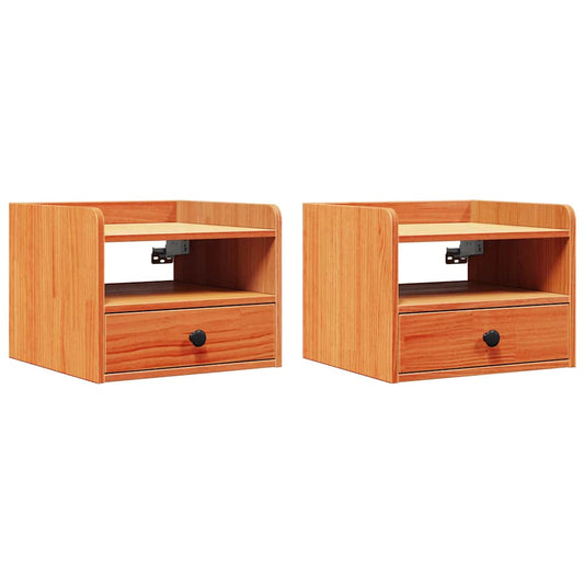 Bedside Table 2 pcs Wax Brown 38 x 36 x 29.5 cm Solid pine wood