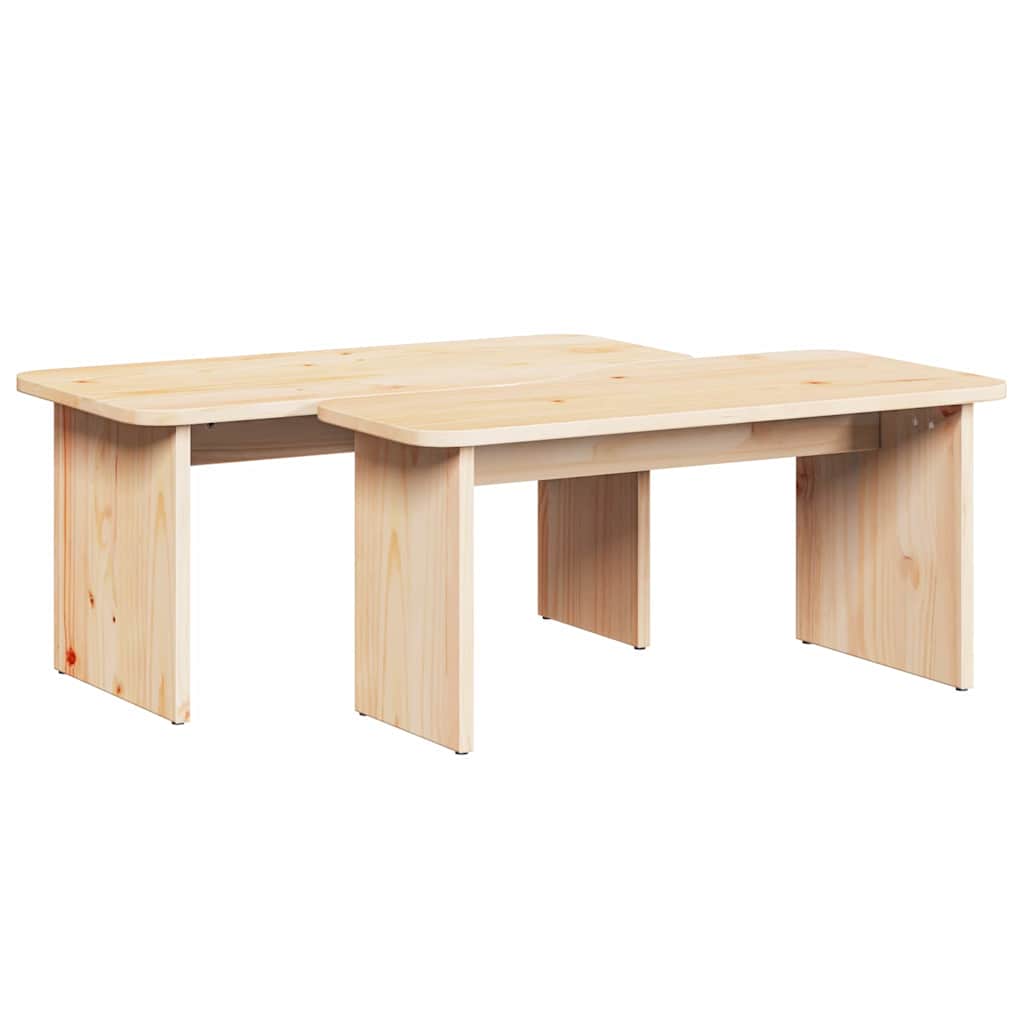 Coffee Table 2 pcs Natural 100 x 69 x 35.5 cm Solid pine wood