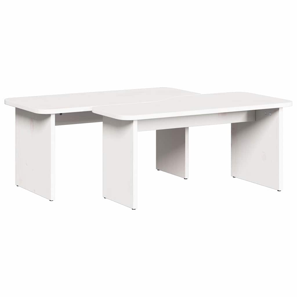Coffee Table 2 pcs White 100 x 69 x 35.5 cm Solid pine wood