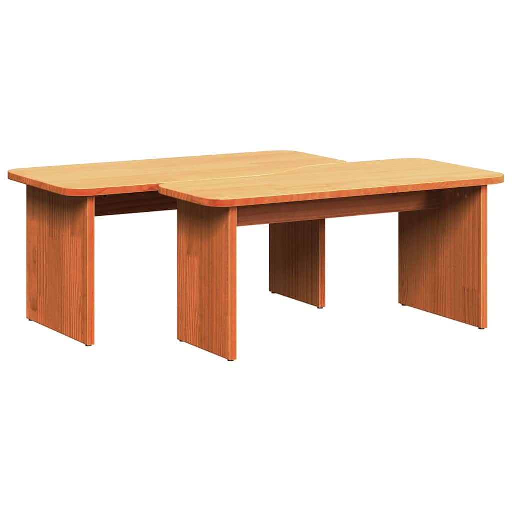 Coffee Table 2 pcs Wax Brown 100 x 69 x 35.5 cm Solid pine wood