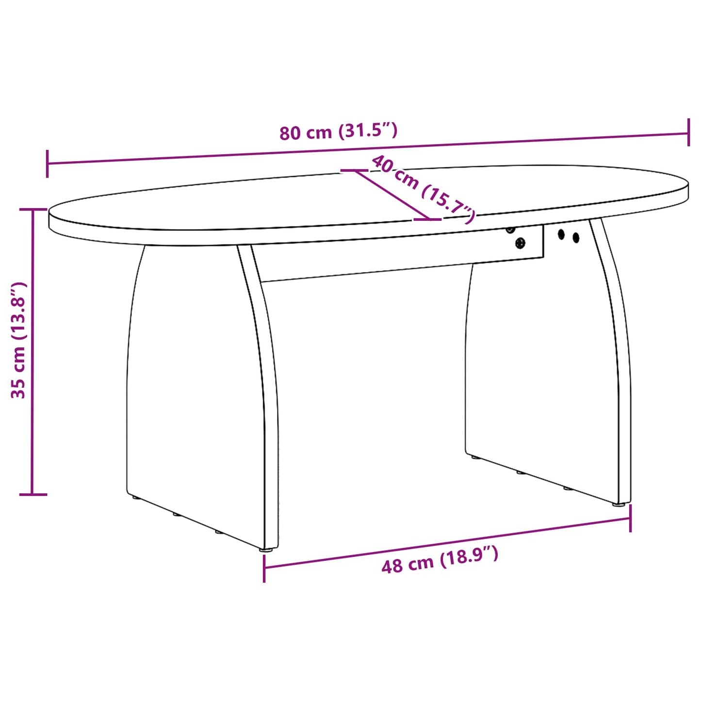 Coffee Table Brown 80 x 40 x 35 cm Solid Pine Wood