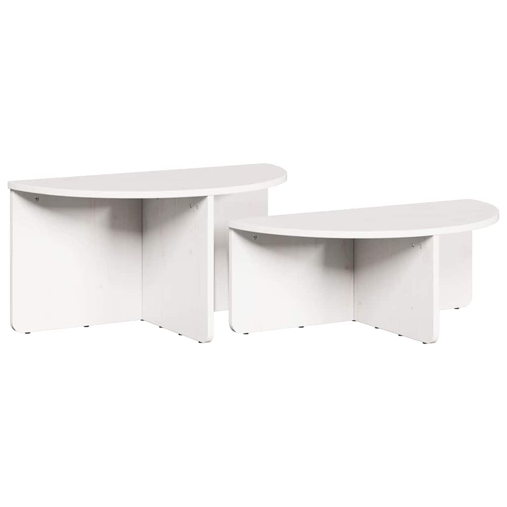 Coffee Table 2 pcs White 79 x 39.5 x 40 cm Solid pine wood