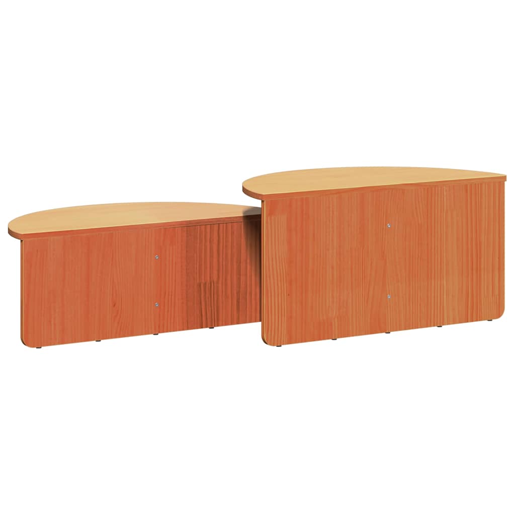 Coffee Table 2 pcs Wax Brown 79 x 39.5 x 40 cm Solid pine wood