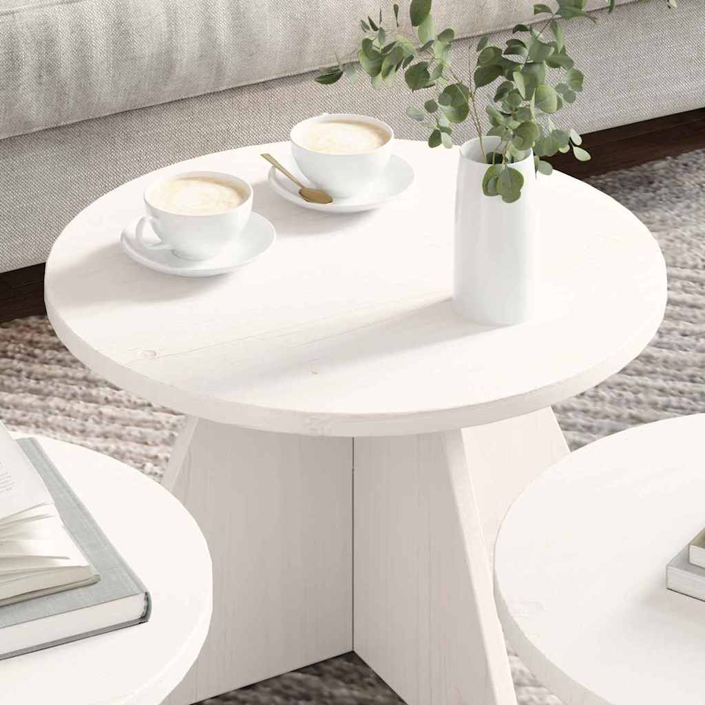 Coffee Table 3 pcs White 49 x 49 x 30 cm Solid pine wood