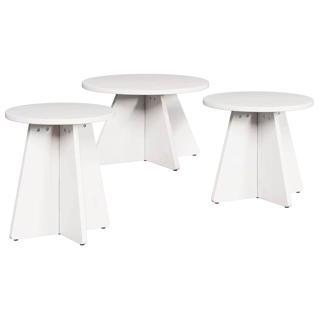 Coffee Table 3 pcs White 49 x 49 x 30 cm Solid pine wood