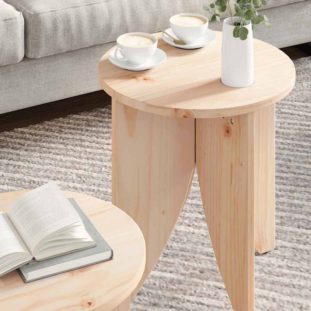 Coffee Table 2 pcs Natural 41.5 x 41.5 x 44 cm Solid pine wood