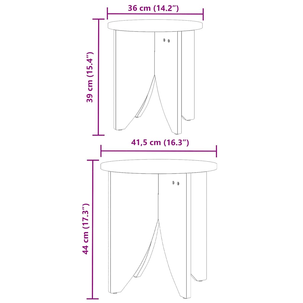 Coffee Table 2 pcs Natural 41.5 x 41.5 x 44 cm