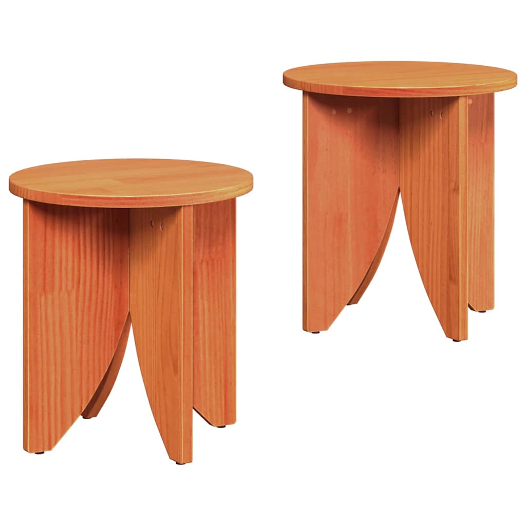Coffee Table 2 pcs Wax brown 41.5 x 41.5 x 44 cm