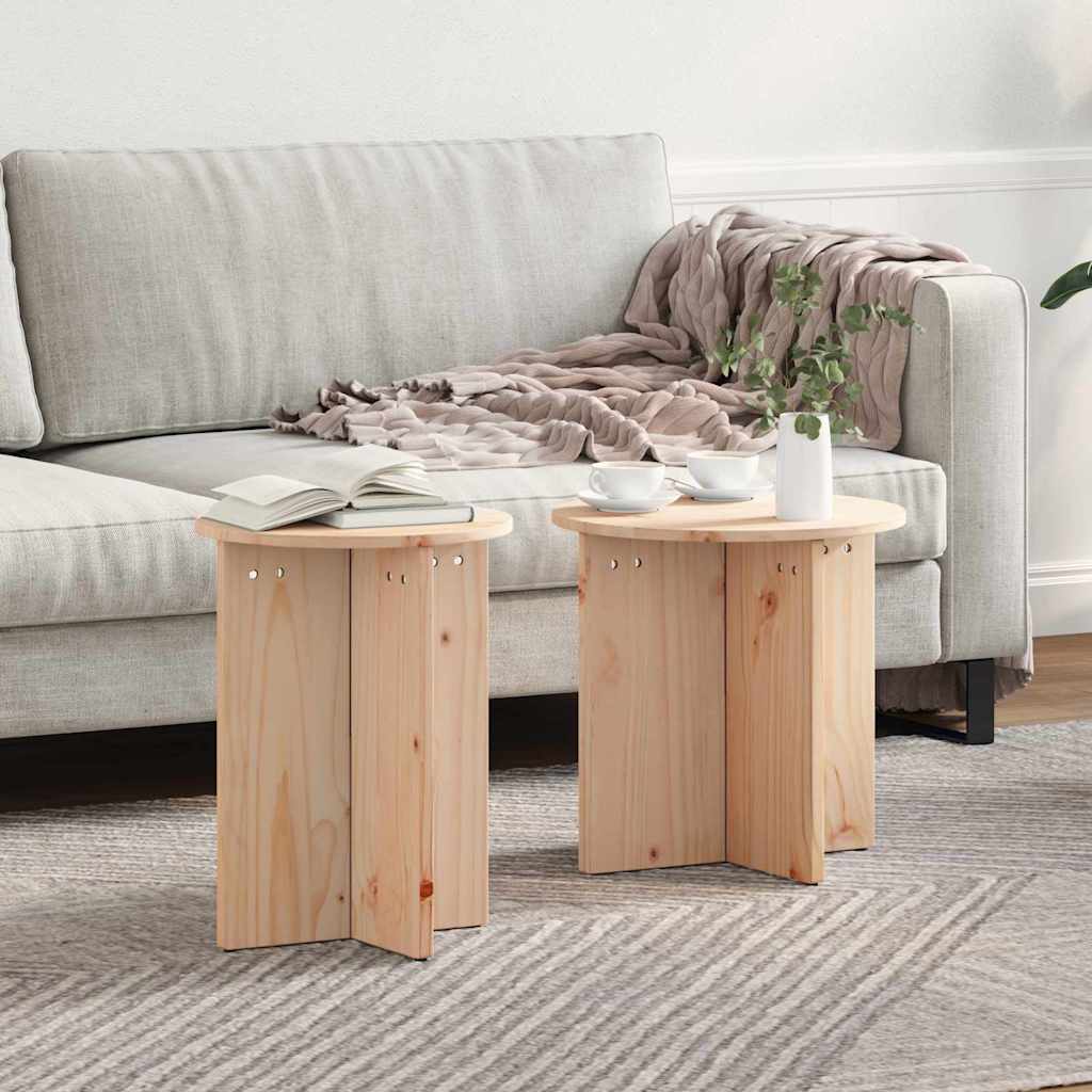 Coffee Table 2 pcs Natural 41.5 x 41.5 x 41 cm Solid pine wood